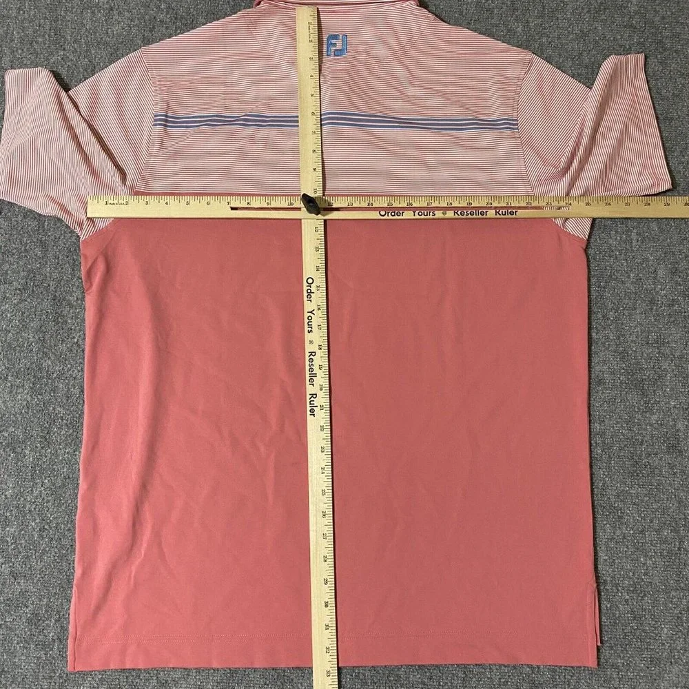 Footjoy Polo Golf Shirt Mens XL Salmon Short Sleeve Poly Stretch - Picture 7 of 10